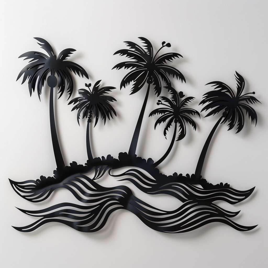 Tropical Coconut Palm Tree Metal Wall Art – Coastal Beach House Decor, Outdoor Garden Sign, Palm Wall Hanging, Summer Housewarming Gift