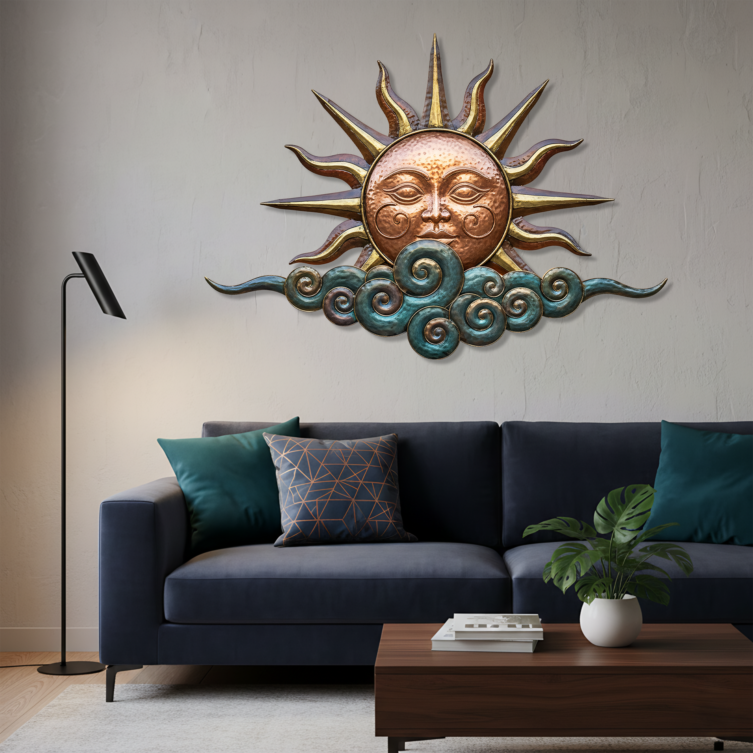 Sun and Waves Metal Wall Art Decorative Ocean Sunrise Design for Living Room Beach House Wall Decor Handcrafted Home Decoration