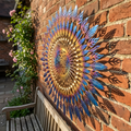Whimsical Spiral Sun Metal Wall Art - Heat Colored, Colorful Flower Patio & Garden Decor Unique Outside Wall Decor for Home Garden