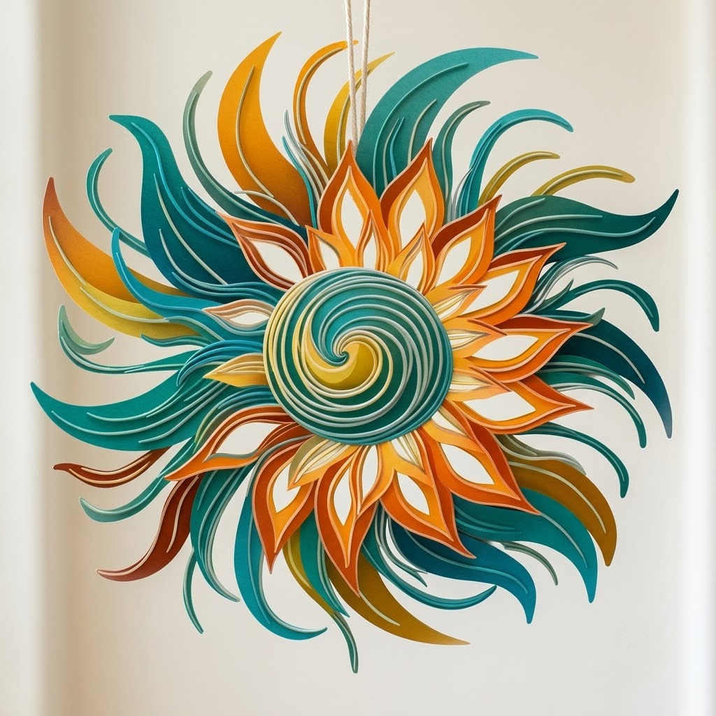Ocean Wave Sunburst Metal Wall Art, Coastal Beach House Decor