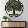 Tree of Life Metal Wall Art – Round Green Tree Wall Decor for Living Room, Bedroom & Farmhouse Home