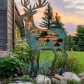 Rustic Metal Fox Family Garden Decor – Outdoor Steel Fox Yard Art & Animal Silhouette