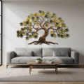 Metal Tree of Life Wall ArtRustic Modern Nature-Inspired Sculpture, Large Iron Tree with Leaves Home Decor for Living Room Office or Garden