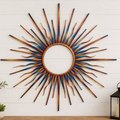 Large Sun Metal Wall Art Heat Colored Sunrise Decor Outdoor Garden Wall Hanging Modern Patio Sunburst Home Decor Gift